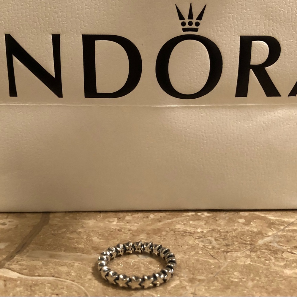 NEW PANDORA Silver Ring STAR Size 6 (52) - Picture 2 of 7
